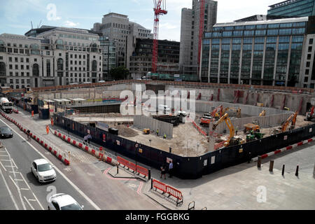 Costruzione sul sito di Farringdon Street (Goldman Sachs banca del nuovo quartier generale europeo) nella città di Londra, Regno Unito. Foto Stock