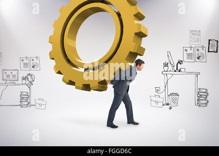 Immagine composita di imprenditore sporgendoti Foto Stock