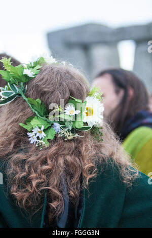 Stonehenge,Solstizio d'estate sunrise giugno,Wiltshire, Inghilterra, Foto Stock