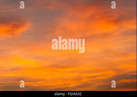 Cirrus nuvole tramonto con drammatica i modelli cloud Foto Stock