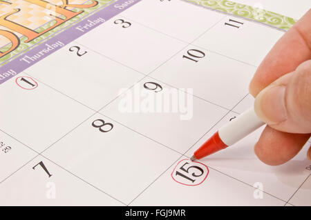 Segnare sul calendario Foto Stock