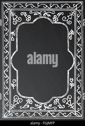 Chalk cornice dipinta su sfondo nero. Illustrazione Vettoriale. Il concetto di business con lavagna nera e copia di spazio. Illustrazione Vettoriale