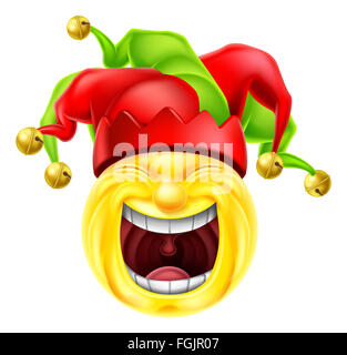 Un buffone cartoon emozione icona emoji ridendo hysterically Foto Stock