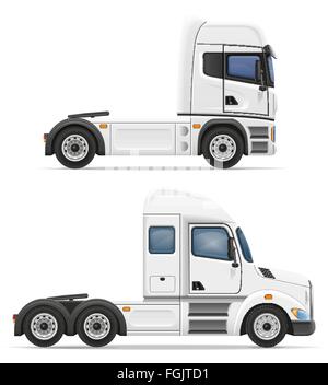 Le icone di set autocarri semi rimorchio illustrazione vettoriale isolati su sfondo bianco Illustrazione Vettoriale