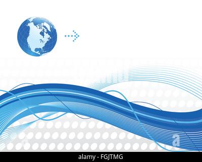 Blu sfondo astratto con globo e lo spazio per il testo. Illustrazione Vettoriale