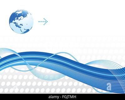 Blu sfondo astratto con globo e lo spazio per il testo. Illustrazione Vettoriale