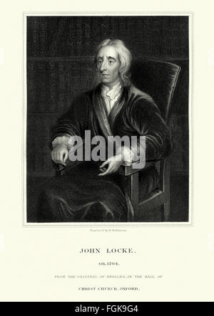 Ritratto di John Locke 1632 al 1704 un filosofo inglese e medico, ampiamente considerato come uno dei più influenti di Enli Foto Stock