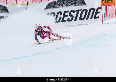 Chamonix, Francia. Xx Febbraio, 2016. JANSRUD Kjetil della Norvegia. La Audi FIS World Cup 9 uomini in discesa ha avuto luogo a Chamonix Francia con un "jour blanc " (cieli grigi e piatto leggero) e un po' di luce la neve. Il podio è stato - 1- PARIS Dominik (ITA) 1:58,38 2- NYMAN Steven (USA) 1:58.73 3- Beat FEUZ (SUI) 1:58.77 Audi FIS Coppa del Mondo di Sci 2015/16 Credito: Genyphyr Novak/Alamy Live News Foto Stock