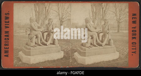 Una fotografia della collezione Robert N. Dennis che mostra le statue di Tam o'Shanter e Souter Johnnie a Central Park, New York City, in onore dei personaggi letterari. Foto Stock