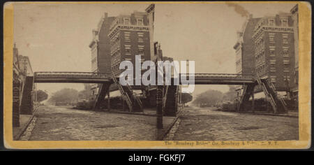 Il ponte di Broadway cor. Broadway & Fulton San, N. Y., da Robert N. Dennis raccolta di vista stereoscopica Foto Stock