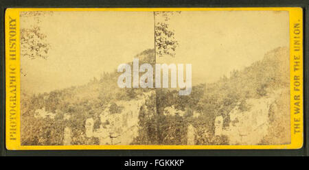 Questa vista stereoscopica dalla cima del Lookout Mountain si affaccia sulla Chattanooga Valley. Scattata come parte della collezione Robert N. Dennis, la fotografia offre una vista panoramica e dettagliata della valle, mostrando la sua bellezza naturale e il paesaggio circostante. Foto Stock
