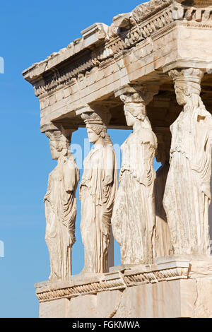 Atene - Le statue di Eretteo sulla Acropoli nella luce del mattino. Foto Stock