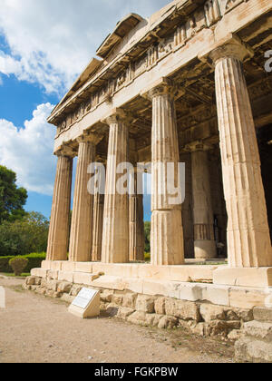 Atene - il dettaglio del Tempio di Efesto. Foto Stock