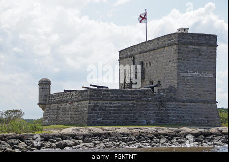 Fort Matanzas, Spagnolo avamposto coloniale, alla banca del fiume a sud di St Augustine, Florida Foto Stock