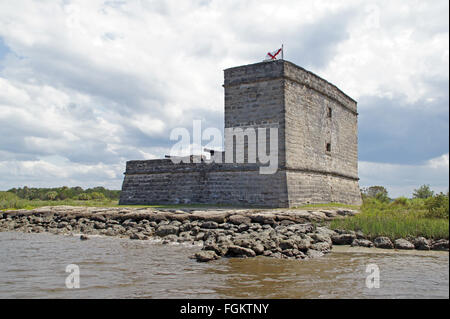 Fort Matanzas, Spagnolo avamposto coloniale, alla banca del fiume a sud di St Augustine, Florida Foto Stock