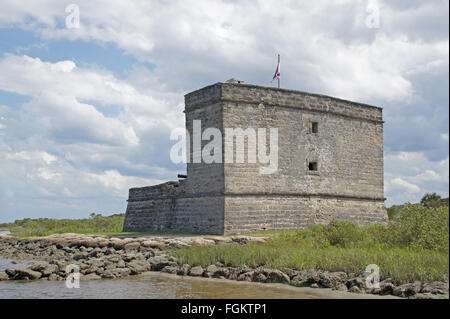 Fort Matanzas, Spagnolo avamposto coloniale, alla banca del fiume a sud di St Augustine, Florida Foto Stock