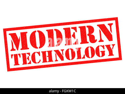 La moderna tecnologia rosso timbro di gomma su uno sfondo bianco. Foto Stock