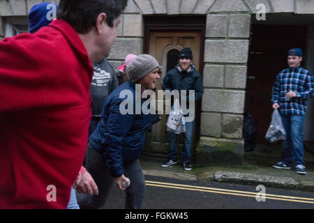 Hockey irlandese in st columb Major, Cornwall, Regno Unito - 20 Febbraio 2016 Foto Stock