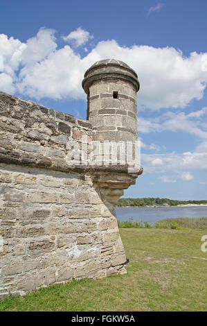 Fort Matanzas, Spagnolo avamposto coloniale, alla banca del fiume a sud di St Augustine, Florida Foto Stock