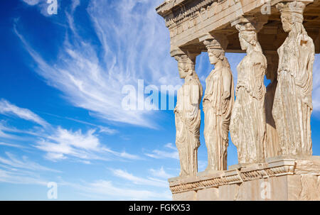 Atene - Le statue di Eretteo sulla Acropoli nella luce del mattino. Foto Stock