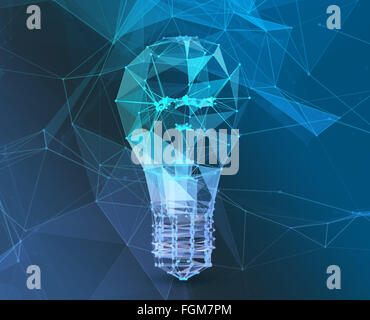 Collegare la lampada triangolo poligonale. Il concetto di rete di comunicazione Foto Stock