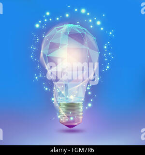 Collegare la lampada triangolo poligonale. Il concetto di rete di comunicazione Foto Stock