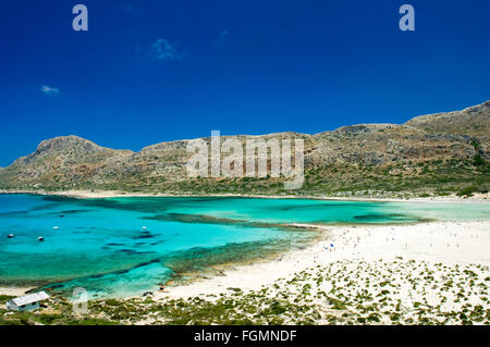 Griechenland, Kreta, Kissamos, Blick auf Balos Beach und die Lagune Foto Stock