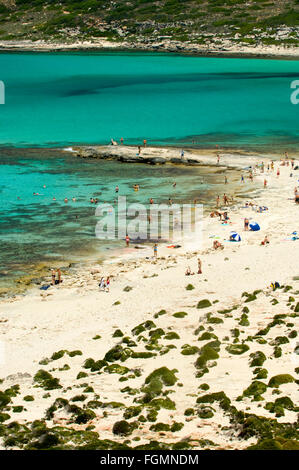 Griechenland, Kreta, Kissamos, Blick auf Balos Beach und die Lagune Foto Stock