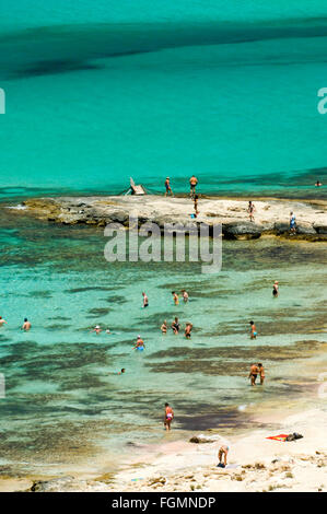 Griechenland, Kreta, Kissamos, Blick auf Balos Beach und die Lagune Foto Stock