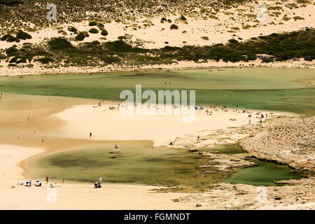 Griechenland, Kreta, Kissamos, Blick auf Balos Beach und die Lagune Foto Stock