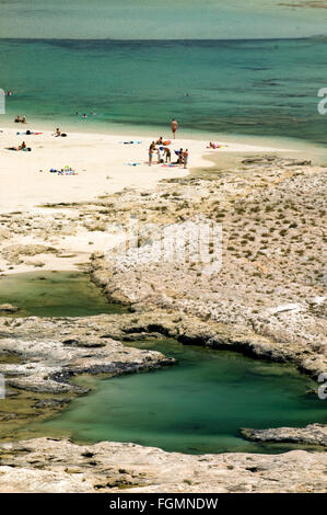 Griechenland, Kreta, Kissamos, Blick auf Balos Beach und die Lagune Foto Stock