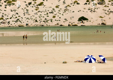 Griechenland, Kreta, Kissamos, Blick auf Balos Beach und die Lagune Foto Stock