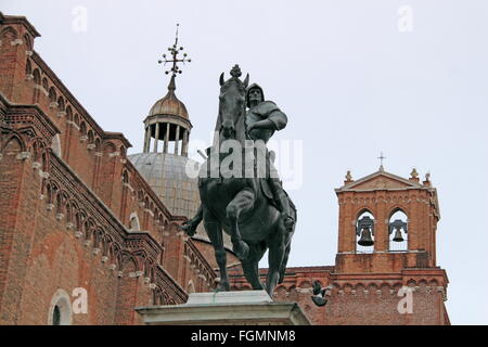 Statua equestre di Bartolomeo Colleoni, Campo SS Giovanni e Paolo, Castello, Venezia, Veneto, Italia, Mare Adriatico, Europa Foto Stock