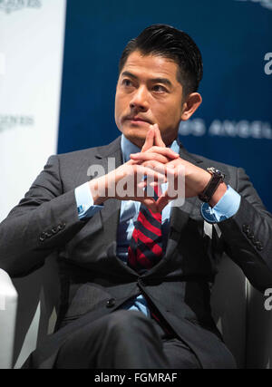 Febbraio 21, 2016 - Hong Kong, Hong Kong, Cina - Aaron Kwok alla conferenza stampa evento seguente.Il cavaliere tedesco Marco Kutscher e il suo cavallo Van Gogh vincere il LONGINES Grand Prix di Hong Kong portando a casa i maestri Grand Slam Super bonus di Ã'250.000 per due vittorie sul circuitÃ una prima nella storia della Longines Master, Grand Slam Indoor di Show Jumping.a pochi mesi dopo il suo Longines Grand Prix win in LA, Marco ha dimostrato che egli è ancora uno dei migliori sulla parte superiore della stupefacente Van Gogh.Kevin Staut di Francia cavalca il suo cavallo per la gioia non va Zorgvliet HDC per prendere la seconda posizione. Essi sono stati in Foto Stock