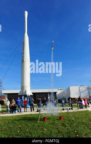 USA Modello Rocketry club si incontra presso la NASA Goddard Space Flight Center in Greenbelt Maryland MD modello di lancio di razzi Foto Stock