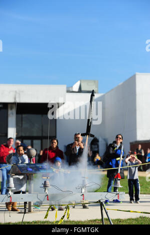 USA Modello Rocketry club si incontra presso la NASA Goddard Space Flight Center in Greenbelt Maryland MD modello di lancio di razzi Foto Stock