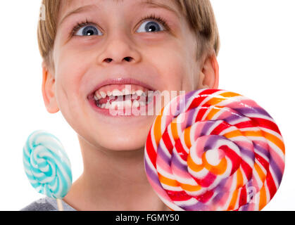 Happy boy lollipop Foto Stock