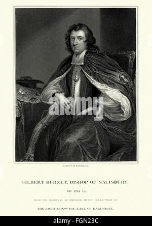 Ritratto di Gilbert Burnett 1643 a 1715 un filosofo scozzese e storico, e il Vescovo di Salisbury. Foto Stock