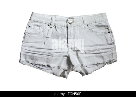 Jeans corti isolati su sfondo bianco. Foto Stock