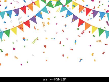 Bandiere di festa e coriandoli. Festa di carnevale. Ghirlanda di colore di  bandiere e coriandoli. Holiday sfondo, biglietto di auguri Modello, invito  Immagine e Vettoriale - Alamy