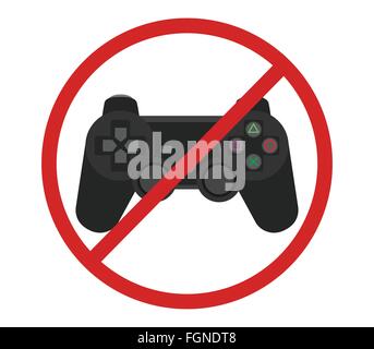 Console per video game divieto joystick vettore di simbolo Illustrazione Vettoriale