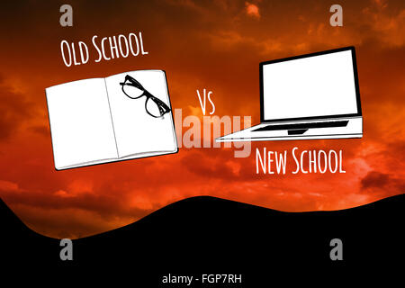 Immagine composita della vecchia scuola vs nuova scuola Foto Stock