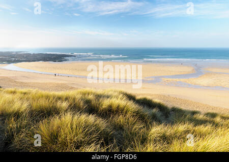 Constantine Bay, vicino a Padstow in pieno inverno, Cornwall, Regno Unito Foto Stock