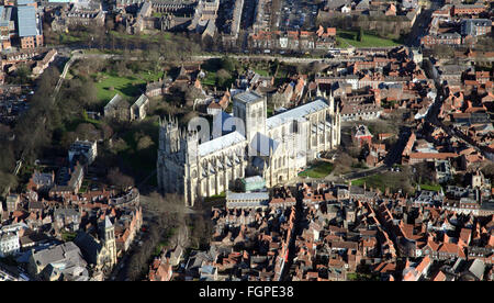 Vista aerea di York Minster cattedrale in North Yorkshire, Regno Unito Foto Stock