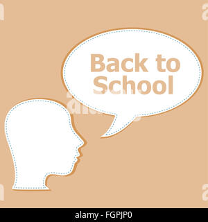 Il pensiero di istruzione concetto. I bambini pensano con formazione di bolle del parlato Foto Stock