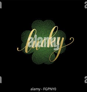 Felice San Patrizio greating giorno. Lucky calligraphy. Scritte a mano. Illustrazione Vettoriale Illustrazione Vettoriale