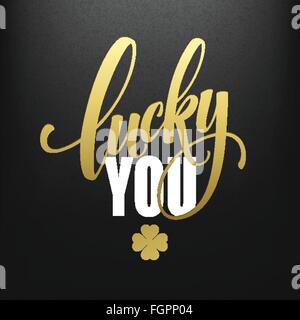 Felice San Patrizio greating giorno. Lucky calligraphy. Scritte a mano. Illustrazione Vettoriale Illustrazione Vettoriale