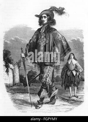 Letteratura, 'i tre moschettieri' (Les Trois Mousquetaires), di Alexandre Dumas il Vecchio, 7° capitolo, Athos, incisione del legno di Janver, Dufour et Moulat, Parigi, 1851, diritti aggiuntivi-clearences-non disponibile Foto Stock