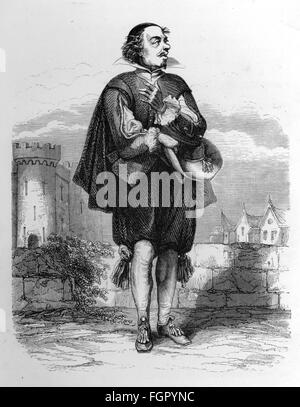 Letteratura, 'i tre moschettieri' (Les Trois Mousquetaires), di Alexandre Dumas il Vecchio, 17° capitolo, Monsieur Bonacieux, incisione del legno, Dufour et Moulat, Parigi, 1851, diritti aggiuntivi-clearences-non disponibile Foto Stock