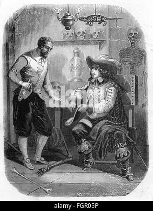 Letteratura, 'i tre moschettieri' (Les Trois Mousquetaires), di Alexandre Dumas il Vecchio, 64° capitolo, Athos e l'hangman, incisione del legno, Dufour et Moulat, Parigi, 1851, diritti aggiuntivi-clearences-non disponibile Foto Stock